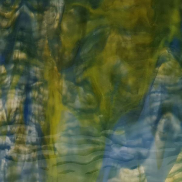 Mississipi River Glass 7095 R Bleu jaune opaque texturé