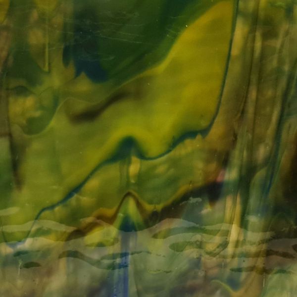 Mississipi River Glass 7085 R Jaune vert bleu noir opaque texturé