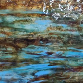 Mississipi River Glass 7122 F Bleu turquoise rouge-brun semi-translucide