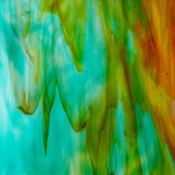 Mississipi River Glass 5014 S Turquoise bleu blanc jaune opaque