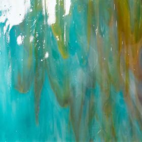 Mississipi River Glass 5014 S Turquoise bleu blanc jaune opaque