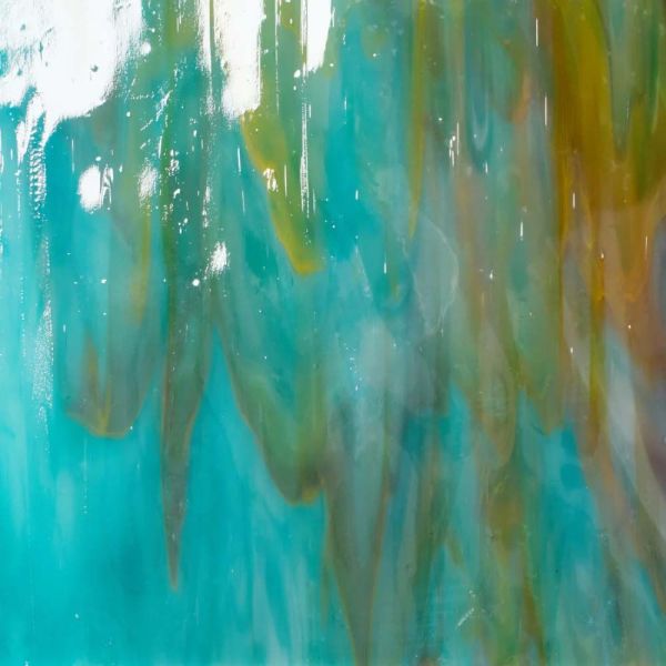 Mississipi River Glass 5014 S Turquoise bleu blanc jaune opaque