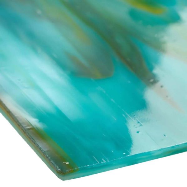 Mississipi River Glass 5014 S Turquoise bleu blanc jaune opaque
